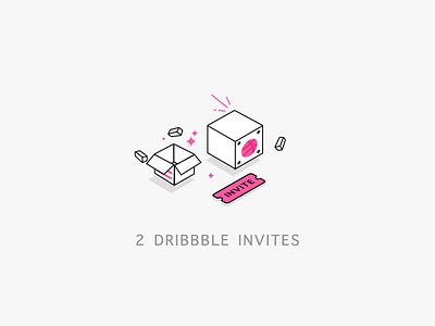 2x Dribbble Invites 2x box invitation invite invites