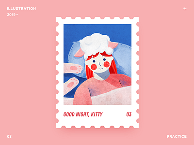 Good night cat design girl illustration iphone pink