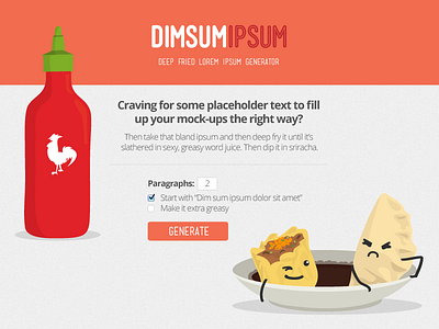 Dim Sum Ipsum cartoon character character design flat illustration lorem ipsum sriracha vector