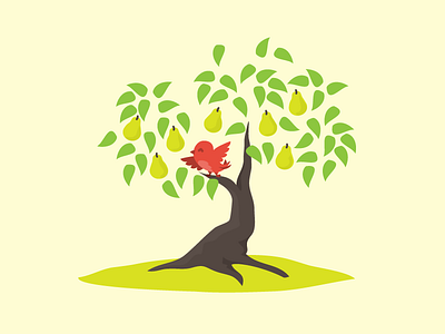 Partridge in a Pear Tree 12daysofchristmas bird character design flat illustration tree vector