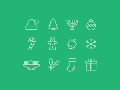 Holly Jolly Icons christmas hanukkah holiday icon illustration kwanzaa vector