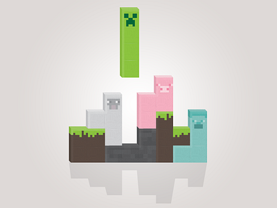 Minecraft Meets Tetris blocks character design illustration minecraft square tetris