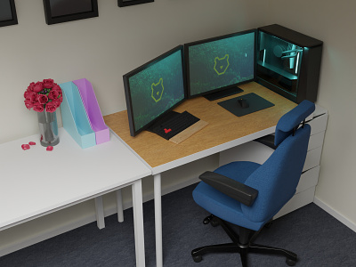 The Lockdown Office 3d blender blender3d desk illustraion render