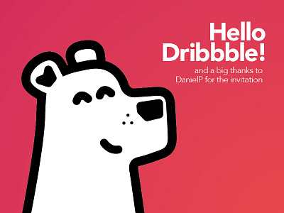 Hello Dribbble! bear cute debut illustration illustrator thick lines type vector