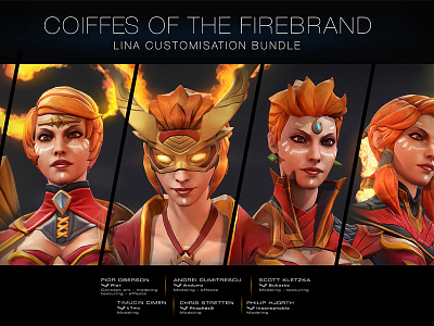 Coiffes of the Firebrand (Lina Dota 2 Collection) 2 3d character design dota dota2 render set sniper texture workshop
