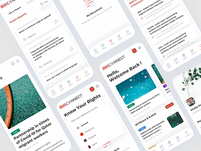 BWI App app design asistant bwi bwiconnect clean country development event global workers help migrant workers mobile app design mobile design mobile ui news news app typography ui ux workers