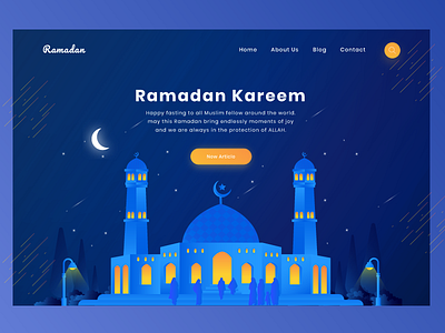 Ramadan Kareem Header dark header illustration landingpage mosque ramadan ui ux webdesign