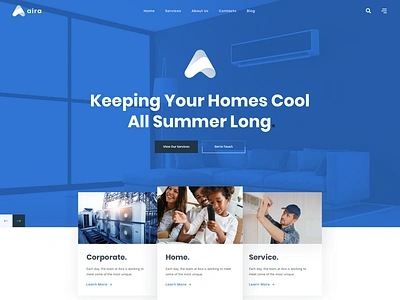 Aira - Conditioning & HVAC Repair WordPress Theme agency business conditioning design hvac modern repair service typography upqode webdesign wordpress wordpress design wordpress development wordpress theme