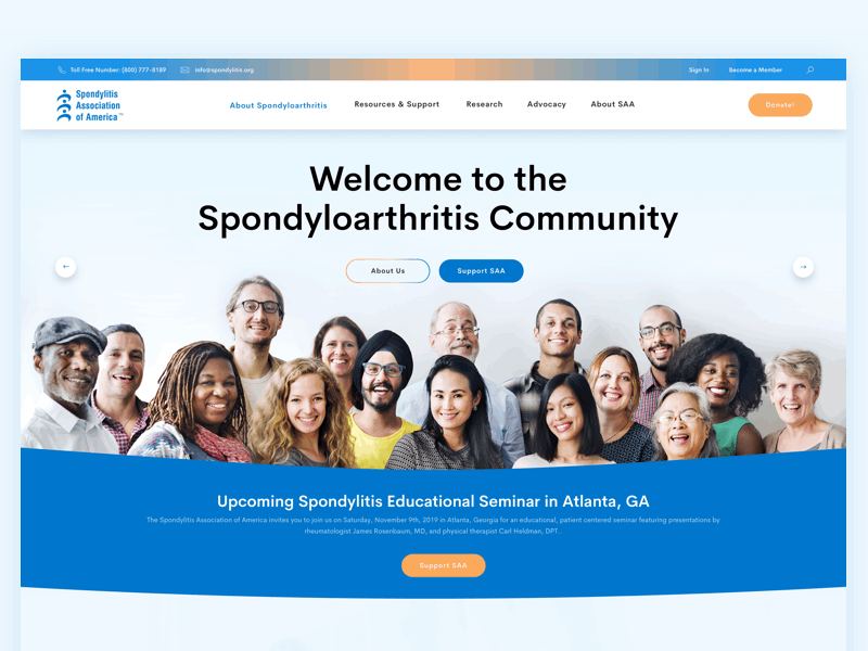 SAA - Spondylitis Association of America design doctor health healthcare medical medicine mobile professional typography upqode webdesign wordpress wordpress design wordpress development