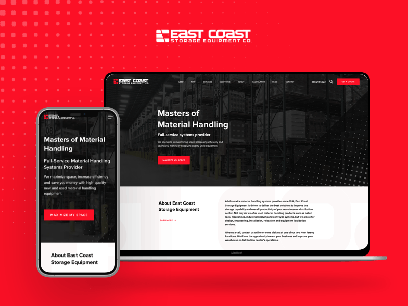 East Coast Storage Equipment ecommerce ecommerce development professional redesign upqode wordpress wordpress development