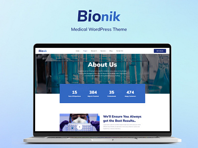 Bionik clean medical professional responsive typography upqode web design web development wordpress theme
