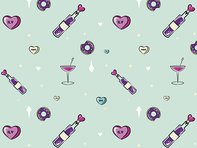 Valentine's Pattern donut pattern seamless pattern valentine valentines day vector wine