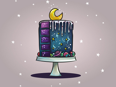 Galaxy Cake cake galaxy galaxy cake moon space vector vector illustration