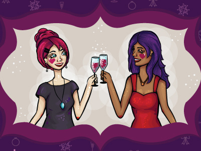 Celebrate, Lady! celebration champagne characters girls illustration lady project vector