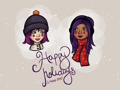 Happy Holidays! character christmas girls happy holidays vector