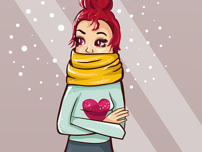 A girl in her scarf doodle girl illustration scarf snow vector