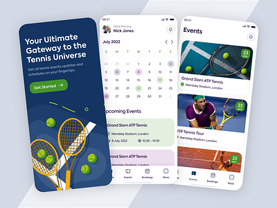 Tennis Events App app calendar colors design event tennis ui uiux ux