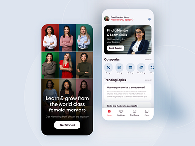 Mentoring App app colors courses design female mentor mentoring ui uiux ux