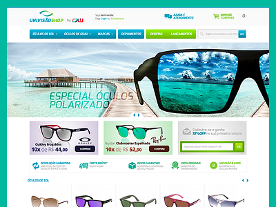 Univisão Shop - E-commerce blue ecommerce fashion glass green magento shop sunglass