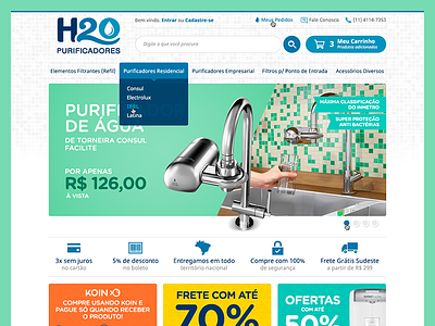 H2O Purificadores - E-commerce blue ecommerce green health loja integrada shop turquoise water
