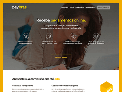 Paybras - Startup one page payments startup yellow