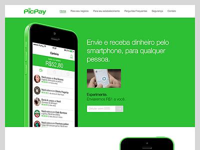 Picpay - Startup green one page payments startup