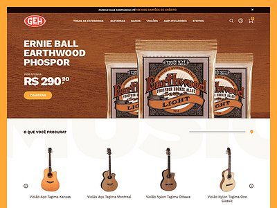 Geh Music - E-commerce bass ecommerce guitar magento music shop wood