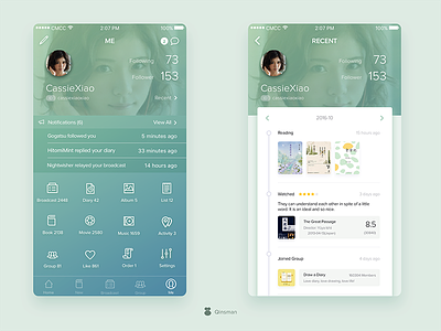 Profile Page - Douban Redesign app card douban profile ui