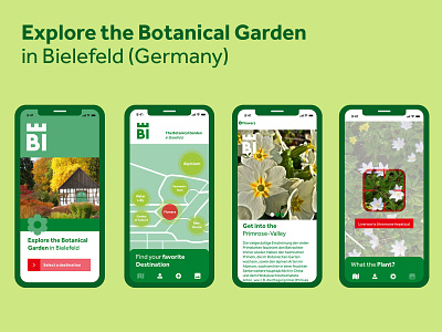 Explore the Botanical Garden in Bielefeld app design flat minimal typography ui ux vector