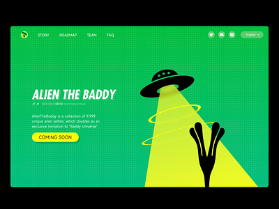 👽 Alien The Baddy NFT Website alien alienthebaddy app baddy branding design eth ether ethereum graphic design illustration logo nft pfp solana ui ux vector web3 website