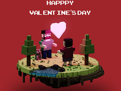 valentines day couple happy valentines day love valentinesday voxel voxelart