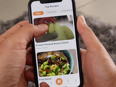 Video Interaction for Food App animation app clean cooking health ingredients interaction ios iphone macros meal prep mobile motion play playback product design recipe ui ux video