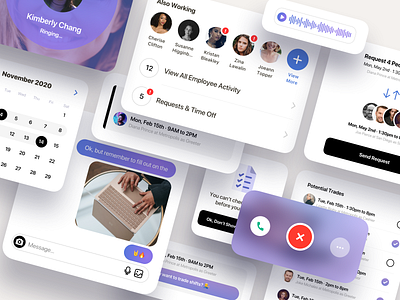 UI Elements for an Employee Scheduler App app calendar chat clean clock employee interaction ios iphone list mobile product design retail saas schedule scheduler time todo ui ux