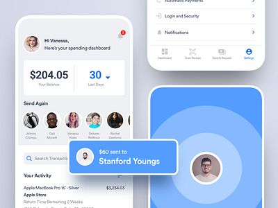 Wallet Payment App app bank banking dashboad finance financial flutter interaction ios iphone minimal mobile notification payment product design saas transfer ui ux wallet