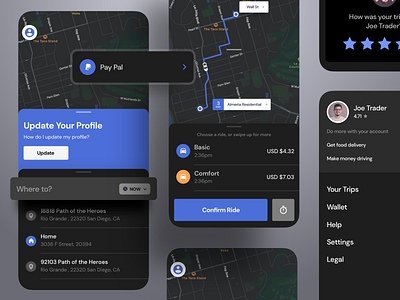 Dark Mode Uber android app dark flutter gps gps tracker interaction ios iphone lyft map mobile night on demand product design ride saas uber ui ux