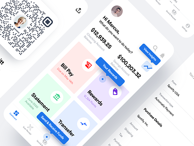 Bank app dashboard screen for mobile account app bank banking card dashboard finance financing flutter funds interaction ios iphone mobile product design react saas ui ux wallet
