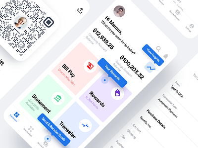 Bank app dashboard screen for mobile