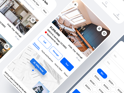 Real Estate app booking buy cards clean flat homes interaction ios iphone mobile product design property real estate rent renting room saas ui ux