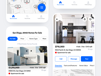 Real Estate Bookings App android apartment app booking bookings buy clean home homes interaction ios iphone listings mobile product design realestate rent saas ui ux