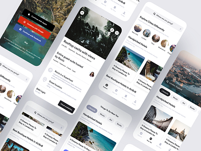 Travel App Concept airbnb android app clean destination explore flutter interaction ios iphone location mobile product design saas travel ui ux