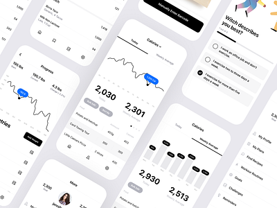 Calorie and Macro Nutrient Tracking App app calorie chart clean data design fitness graph interaction ios iphone macro mobile nutrient product design table tracker ui ui kit ux