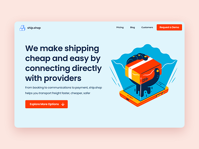 Shipping Service Landing Page ecommerce hero illustration interaction mobile product design responsive design saas shipping company ui ux web web design website