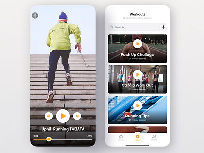 Fitness Workout Mobile App app fitness interaction ios iphone lessons mobile product design running training ui ux video workout