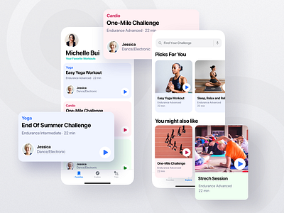 Fitness App app fitness flat interaction ios iphone minimal mobile product design ui ux yoga