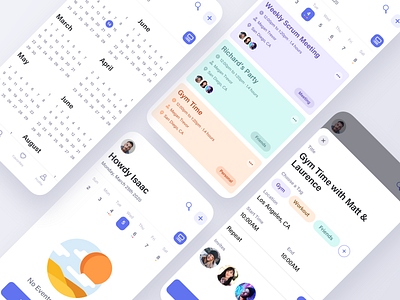 Calendar App app calendar clean event interaction ios iphone mobile product design schedule time ui ux white