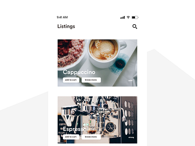 Listing Page — Coffee App Concept app design figma interaction design ui