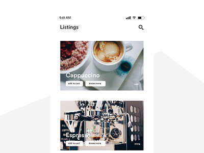 Listing Page — Coffee App Concept