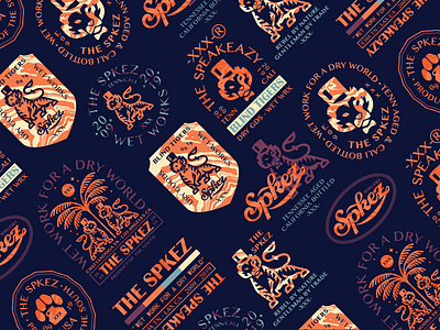 The Spkez - Wet Work Collection badge badge logo branding design icon illustration logo patch patches streetwear tiger typography vector