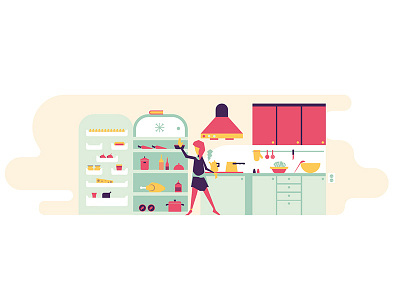 Kitchen kitchen app flat illustration vector