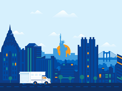 Delivery business city delivery flat illustration navigation new york people vector
